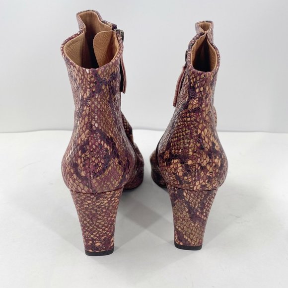 Free People Cybill Boots Ankle Wine Snake Size 39 / 8.5 NEW - Picture 5 of 12